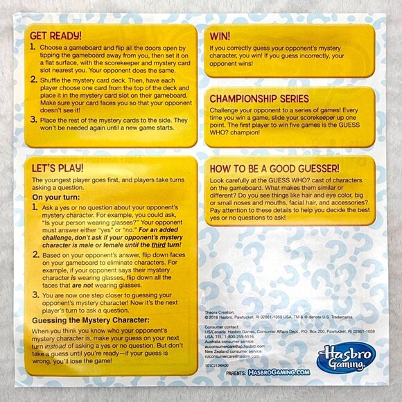 Guess Who Guessing Board Game Hasbro 2018 100% Complete - Picture 7 of 11